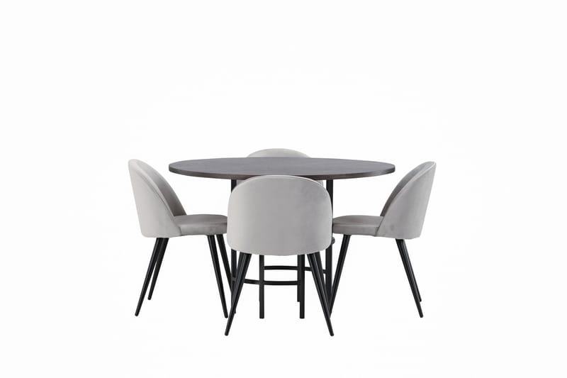Copenhagen Matgrupp 115 cm Rund med 4 Velvet stolar - Grå - Products - Möbler - Bord & matgrupp - Matgrupp