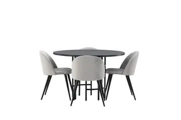 Copenhagen Matgrupp 115 cm Rund med 4 Velvet stolar - Svart - Products - Möbler - Bord & matgrupp - Matgrupp