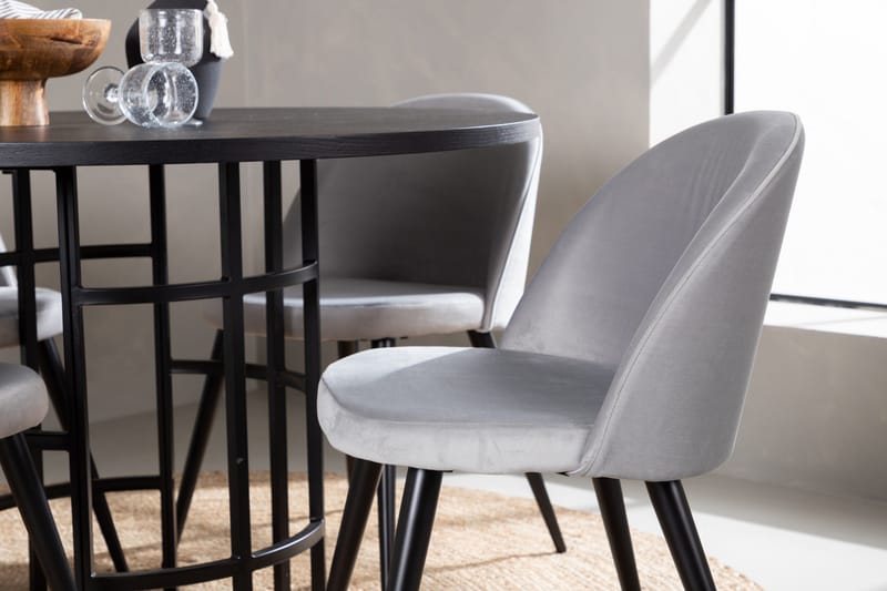 Copenhagen Matgrupp 115 cm Rund med 4 Velvet stolar - Svart - Products - Möbler - Bord & matgrupp - Matgrupp