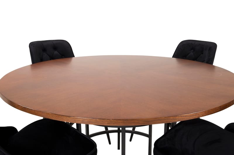 Copenhagen Matgrupp 140 cm Rund med 4 Velvet Deluxe stolar - Svart - Products - Möbler - Bord & matgrupp - Matgrupp