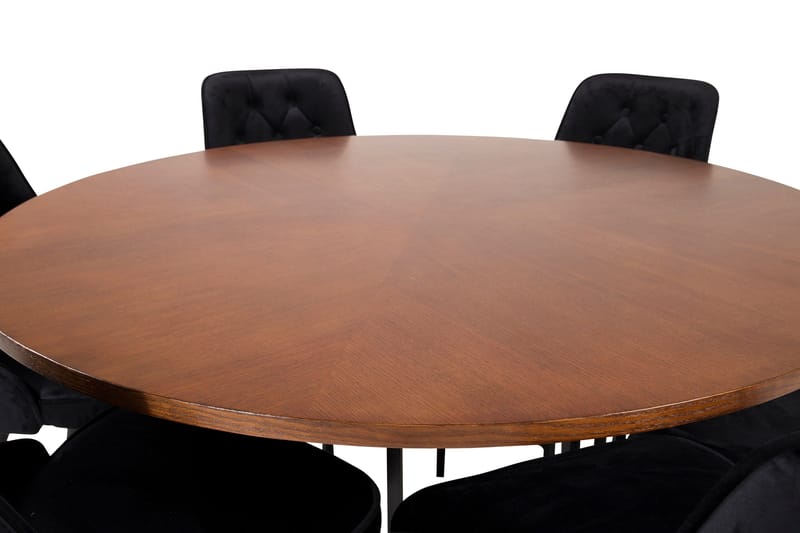 Copenhagen Matgrupp 140 cm Rund med 6 Velvet Deluxe stolar - Svart - Products - Möbler - Bord & matgrupp - Matgrupp