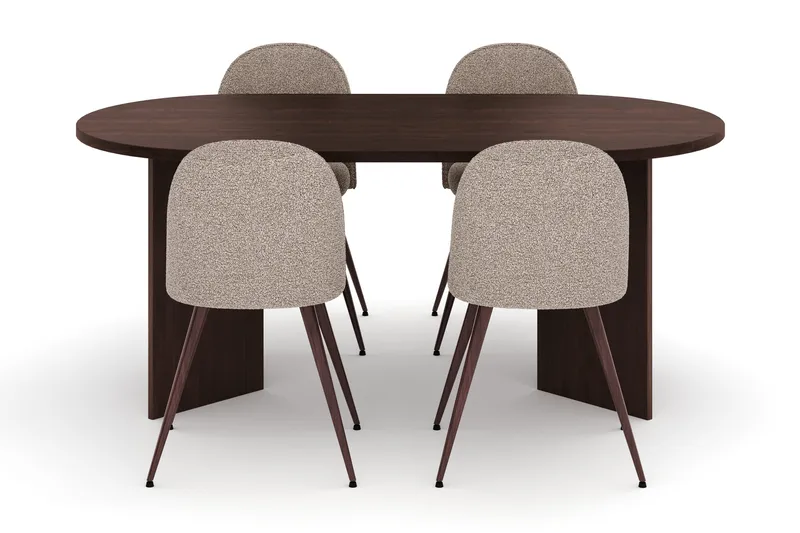 Dano Matbord 180 cm  med 4 Nibe Plus Matstolar - Valnöt / Greige - Products - Möbler - Bord & matgrupp - Matgrupp