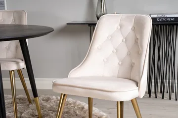 Dipp Matgrupp 115 cm Rund med 4 Velvet Deluxe stolar - Beige - Products - Möbler - Bord & matgrupp - Matgrupp