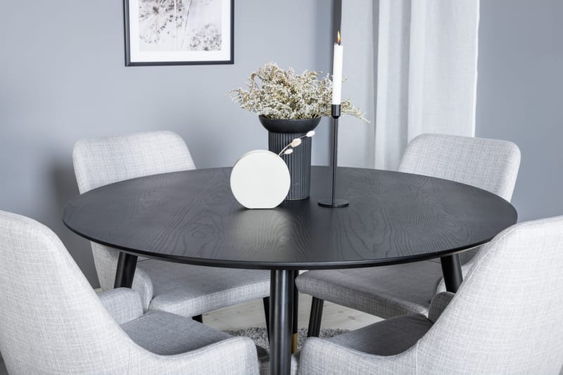 Dipp Matgrupp 115 cm Rund med 4 Plaza stolar - Svart/Guld - Products - Möbler - Bord & matgrupp - Matgrupp