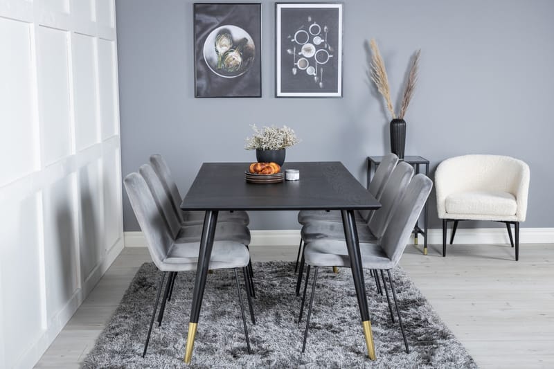 Dipp Matgrupp 180 cm Rektangulär med 6 Muce stolar - Svart/Guld - Products - Möbler - Bord & matgrupp - Matgrupp