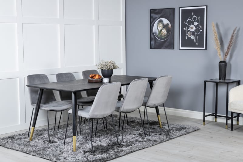 Dipp Matgrupp 180 cm Rektangulär med 6 Muce stolar - Svart/Guld - Products - Möbler - Bord & matgrupp - Matgrupp