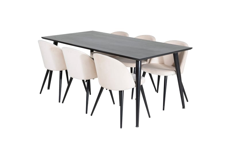Dipp Matgrupp 180 cm Rektangulär med 6 Velvet stolar - Beige - Products - Möbler - Bord & matgrupp - Matgrupp