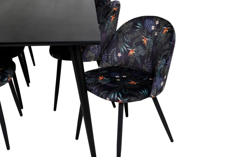 Dipp Matgrupp 180 cm Rektangulär med 6 Velvet stolar - Svart - Products - Möbler - Bord & matgrupp - Matgrupp