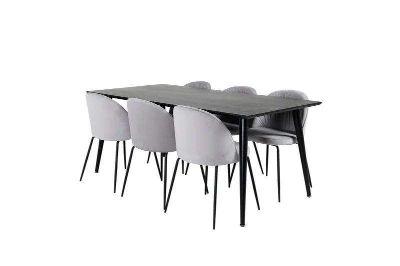 Dipp Matgrupp 180 cm Rektangulär med 6 Wrinkles stolar - Svart - Products - Möbler - Bord & matgrupp - Matgrupp