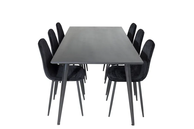 Dipp Matgrupp 180 cm Rektangulär med 6 Polar stolar, Svart