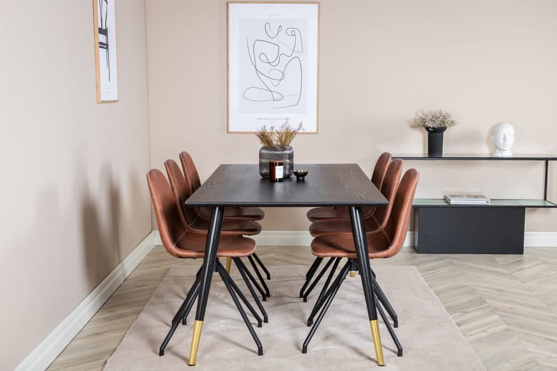 Dipp Matgrupp 180 cm Rektangulär med 6 Polar stolar - Svart - Products - Möbler - Bord & matgrupp - Matgrupp