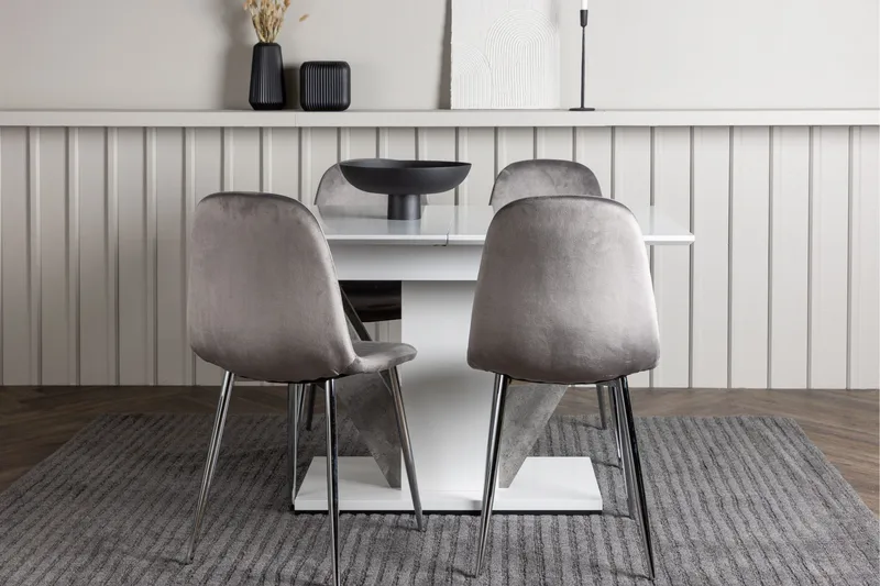 Disa Matgrupp 120 cm Rektangulär med 4 Eva stolar - Ljusgrå - Products - Möbler - Bord & matgrupp - Matgrupp