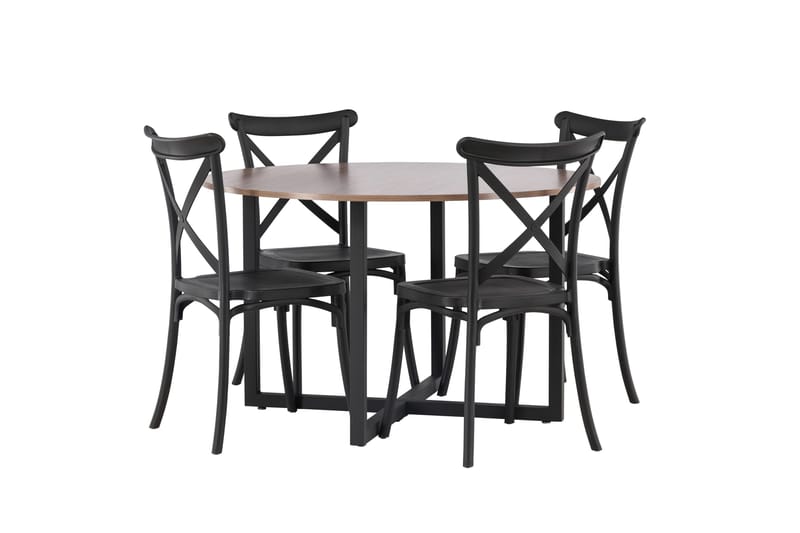 Durango Matgrupp 120 cm Rund med 4 Crosett Stolar - Valnöt - Products - Möbler - Bord & matgrupp - Matgrupp