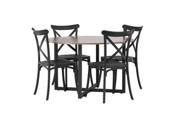 Durango Matgrupp 120 cm Rund med 4 Crosett Stolar - Valnöt - Products - Möbler - Bord & matgrupp - Matgrupp