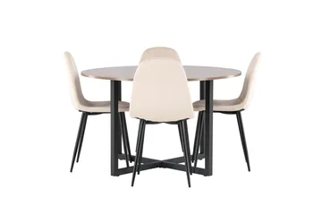Durango Matgrupp 120 cm Rund med 4 Polar Stolar - Valnöt - Products - Möbler - Bord & matgrupp - Matgrupp