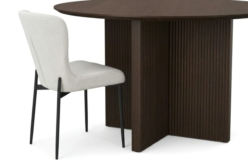 Edda Matgrupp runt 130 cm Rökt Ek med 6 Elsie Matstolar - Rökt ek/Vit - Products - Möbler - Bord & matgrupp - Matgrupp