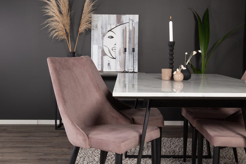 Estelle Matgrupp 140 cm Rektangulär med 4 Leone stolar - Svart - Products - Möbler - Bord & matgrupp - Matgrupp