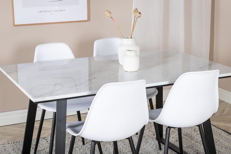 Estelle Matgrupp 140 cm Rektangulär med 4 Polar stolar - Svart - Products - Möbler - Bord & matgrupp - Matgrupp