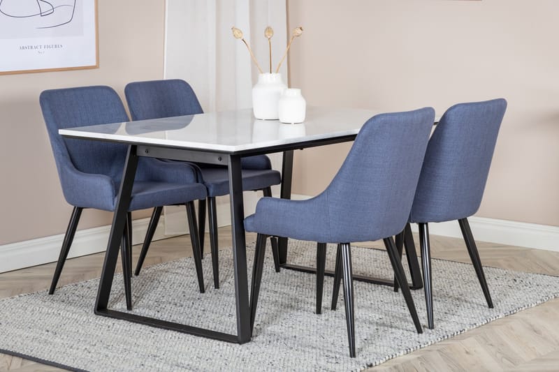 Estelle Matgrupp 140 cm Rektangulär med 4 Plaza stolar - Svart - Products - Möbler - Bord & matgrupp - Matgrupp