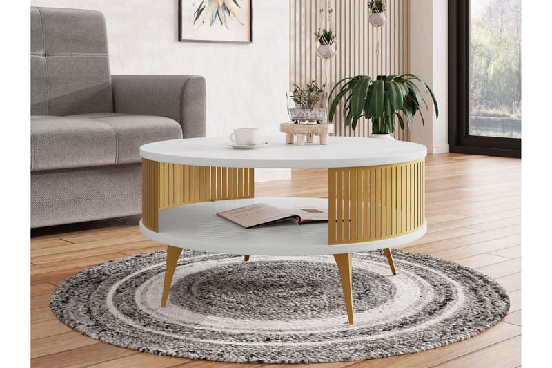 Galia Soffbord 75 cm - Guld/Vit - Products - Möbler - Bord & matgrupp - Soffbord