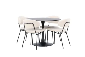 Glade Matgrupp 100 cm Rund med 4 Chico Stolar - Svart - Products - Möbler - Bord & matgrupp - Matgrupp