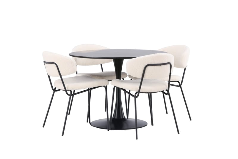 Glade Matgrupp 100 cm Rund med 4 Chico Stolar - Svart - Products - Möbler - Bord & matgrupp - Matgrupp