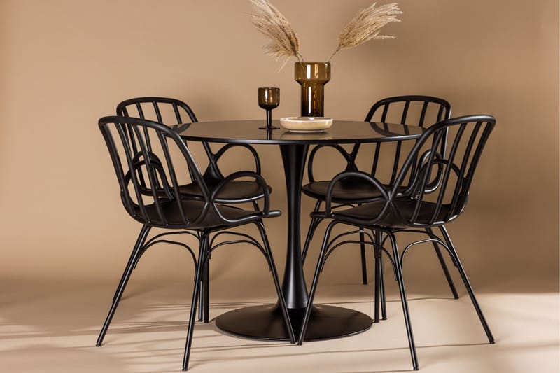 Glade Matgrupp 100 cm Rund med 4 Dyrön stolar - Svart - Products - Möbler - Bord & matgrupp - Matgrupp