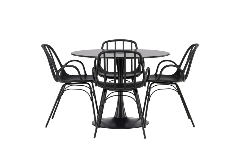 Glade Matgrupp 100 cm Rund med 4 Dyrön stolar - Svart - Products - Möbler - Bord & matgrupp - Matgrupp
