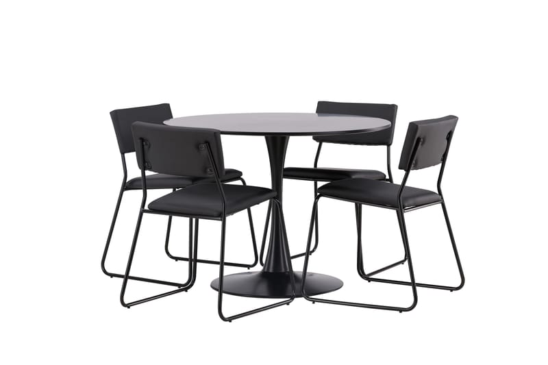 Glade Matgrupp 100 cm Rund med 4 Kenth Stolar - Svart - Products - Möbler - Bord & matgrupp - Matgrupp