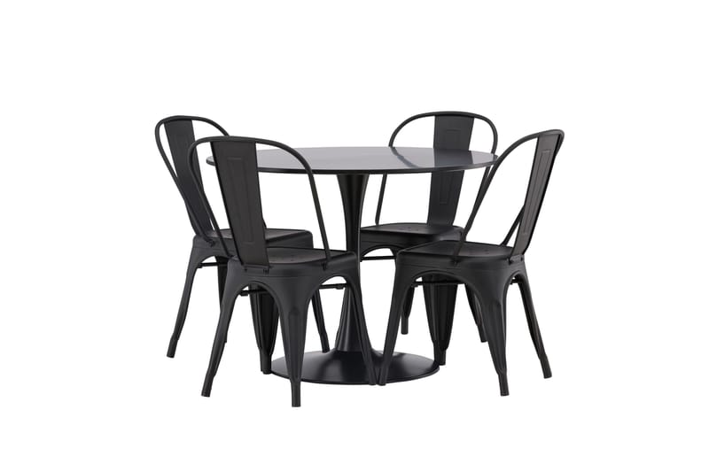 Glade Matgrupp 100 cm Rund med 4 Tempe Stolar - Svart - Products - Möbler - Bord & matgrupp - Matgrupp