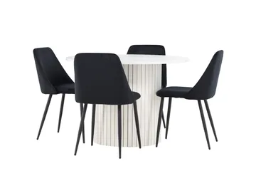 Härön Matgrupp 110 cm Rund med 4 Night stolar - Vit/Svart - Products - Möbler - Bord & matgrupp - Matgrupp