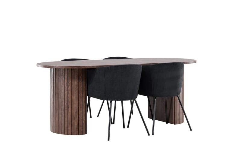 Härön Matgrupp 200 cm Oval med 4 Berit stolar - Mocca/Svart - Products - Möbler - Bord & matgrupp - Matgrupp