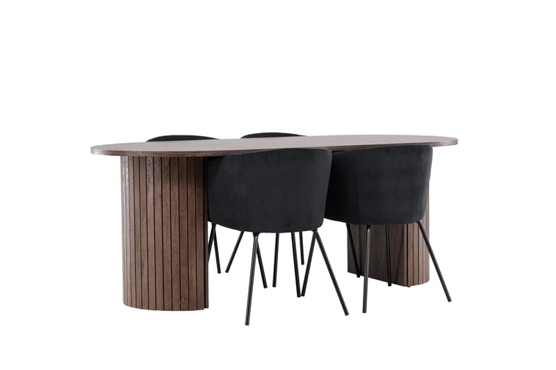 Härön Matgrupp 200 cm Oval med 4 Berit stolar - Mocca/Svart - Products - Möbler - Bord & matgrupp - Matgrupp