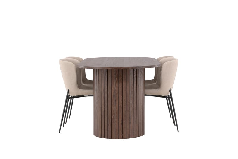 Härön Matgrupp 200 cm Oval med 4 Modesto stolar - Mocca/Beige - Products - Möbler - Bord & matgrupp - Matgrupp