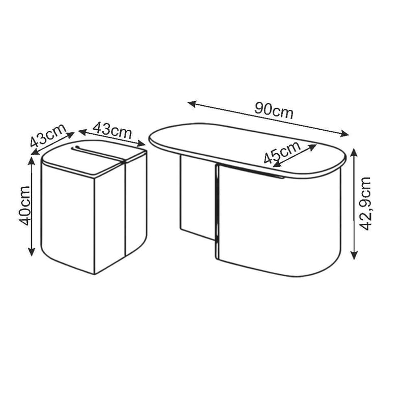 Hu Soffbordsset 90x42,9x45 cm - Vit - Products - Möbler - Bord & matgrupp - Soffbord