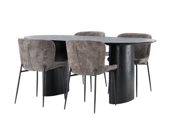 Isolde Matgrupp 180 cm Oval med 4 Modesto stolar - Svart - Products - Möbler - Bord & matgrupp - Matgrupp