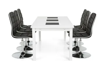 Jasmin Förlängningsbar Matgrupp 180 cm med 6 Frida Stol - Vit/Svart - Products - Möbler - Bord & matgrupp - Matgrupp