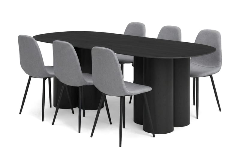 Juno Matgrupp rektangulärt 220 cm Svart med 8 Nibe Matstolar - Svart - Products - Möbler - Bord & matgrupp - Matgrupp