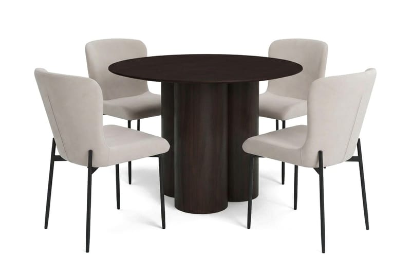 Juno Matgrupp runt 110 cm Rökt Ek med 4 Elsie Matstolar - Rökt ek/Beige - Products - Möbler - Bord & matgrupp - Matgrupp