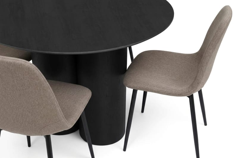 Juno Matgrupp runt 110 cm Svart med 4 Nibe Matstolar - Svart - Products - Möbler - Bord & matgrupp - Matgrupp