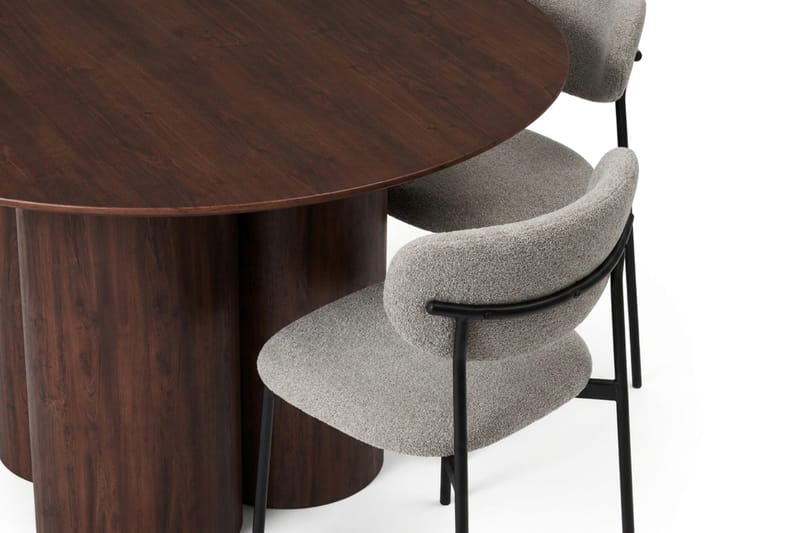 Juno Matgrupp runt 110 cm Valnöt med 4 Lucy Matstolar - Valnöt - Products - Möbler - Bord & matgrupp - Matgrupp