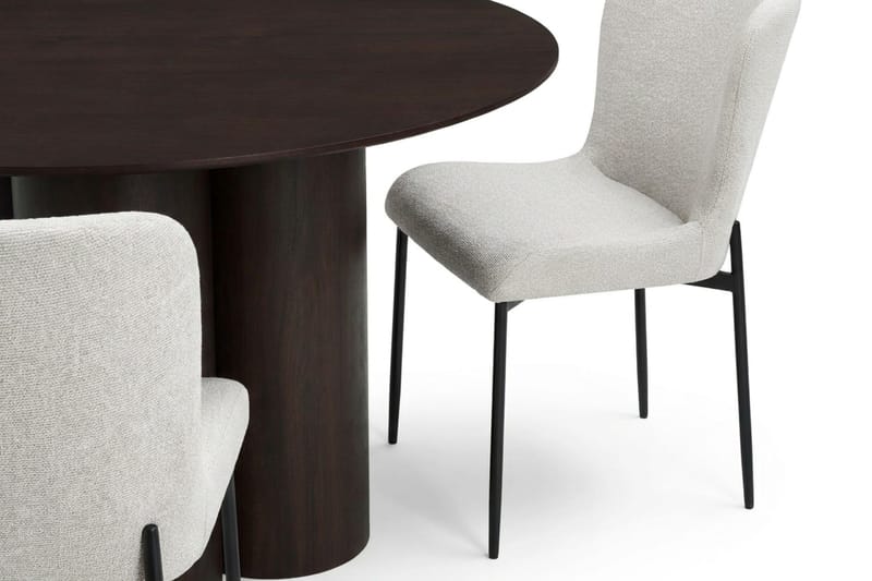 Juno Matgrupp runt 130 cm Rökt Ek med 6 Elsie Matstolar - Rökt ek/Vit - Products - Möbler - Bord & matgrupp - Matgrupp