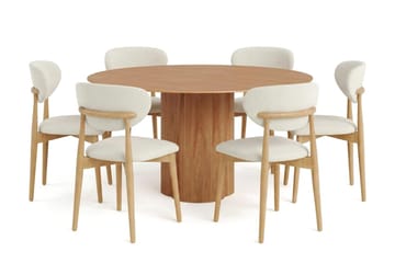 Juno Matgrupp runt 150 cm Ek med 6 Molly Matstolar - Ek - Products - Möbler - Bord & matgrupp - Matgrupp