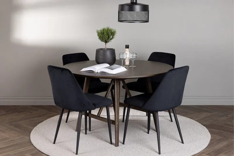 Kaseidon Matgrupp 100 cm Rund med 4 Night stolar - Svart - Products - Möbler - Bord & matgrupp - Matgrupp