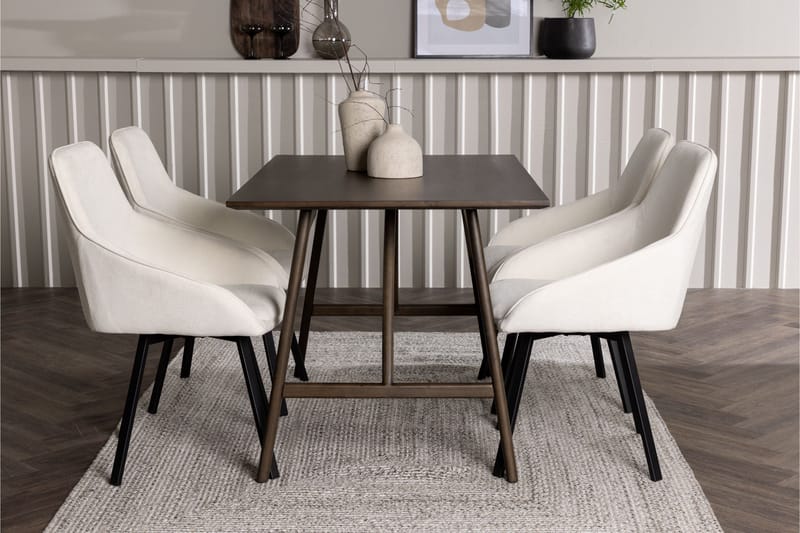 Kaseidon Matgrupp 120 cm Rektangulär med 4 Rosie stolar - Beige - Products - Möbler - Bord & matgrupp - Matgrupp