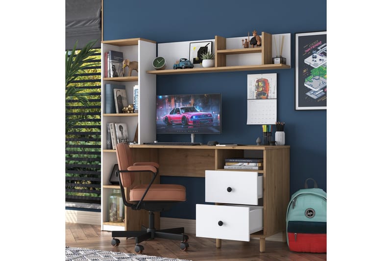 Eireann Skrivbord 50x120 cm - Valnöt/Vit - Products - Möbler - Bord & matgrupp - Kontorsbord - Datorbord