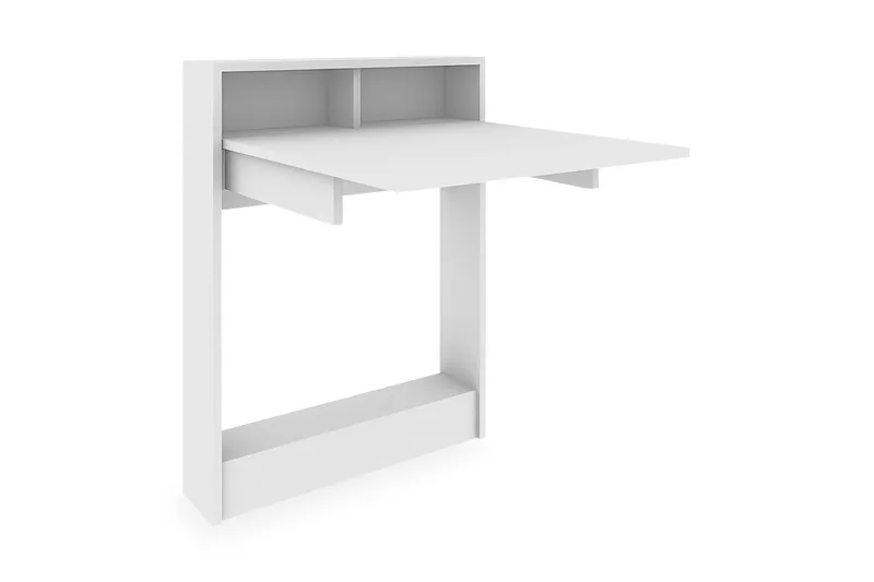 Elegancia Väggskrivbord 70 cm med Förvaring Hylla Utfällbart, Vit