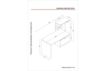 Merinoz Skrivbord 150 cm med Förvaring Hyllor + Låda + Skåp - Vit/Valnötsbrun - Products - Möbler - Bord & matgrupp - Kontorsbord - Datorbord