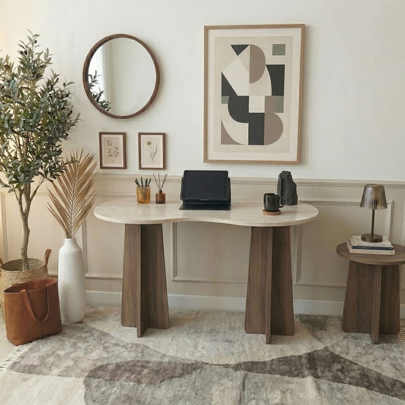 Soryn Skrivbord 120x75x60 cm - Travertine Walnut - Products - Möbler - Bord & matgrupp - Kontorsbord - Datorbord