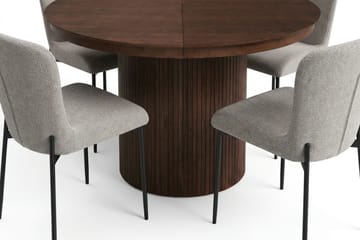 Kopparbo Förlängningsbart runt 120-220 cm Valnöt med 4 Elsie Matstolar - Valnöt/Ljusgrå - Products - Möbler - Bord & matgrupp - Matgrupp